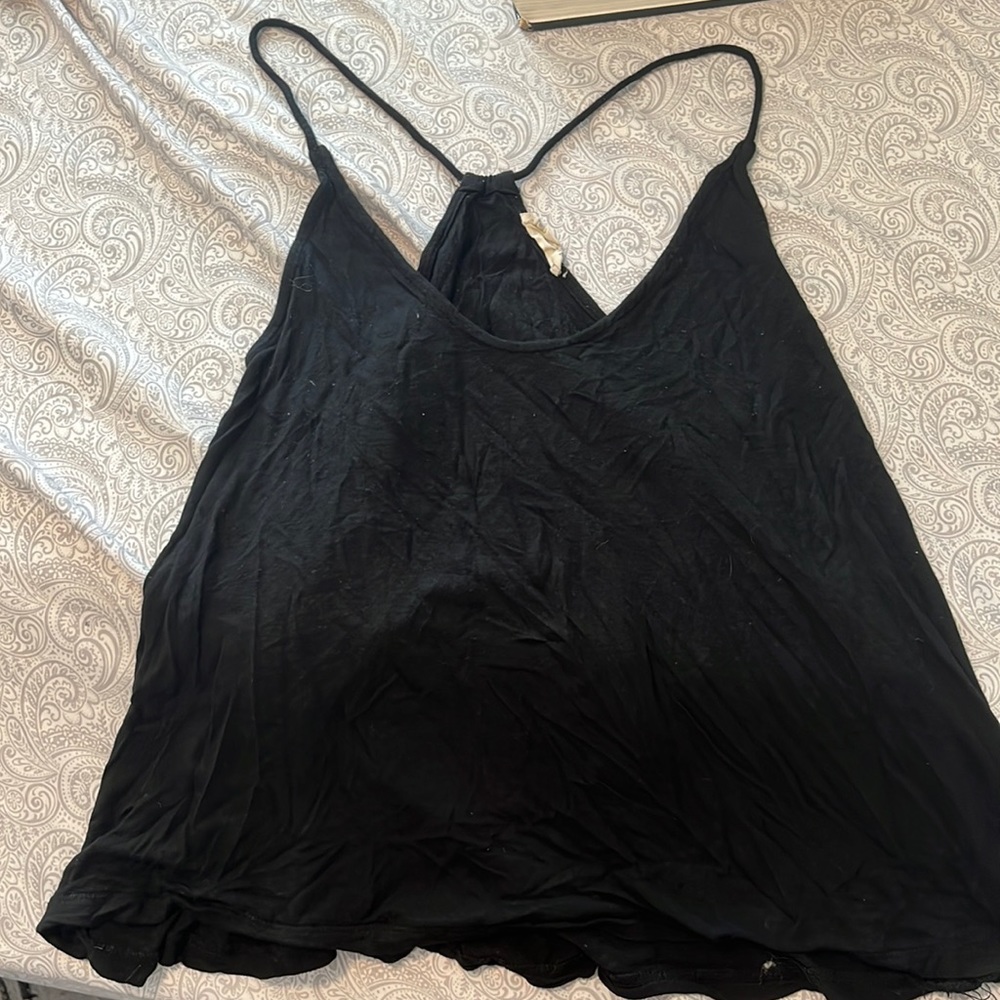 Black beachy racer back loose cotton tank!